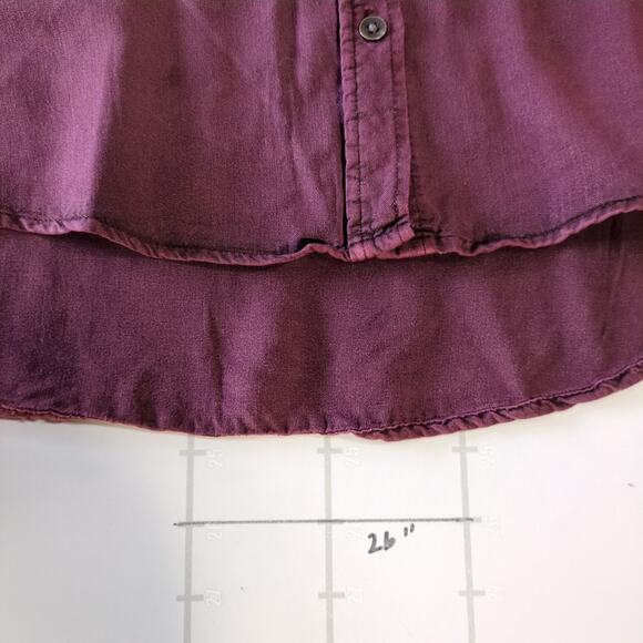 Rock Republic Shirt Womens S Dark Red Burgundy Button Up V Neck Long Sleeve - Picture 8 of 8